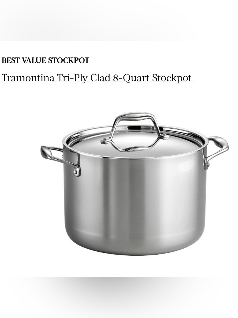 Tramontina 8 Qt Stock Pot with Lid Tri-Ply Clad